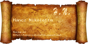 Hancz Nikoletta névjegykártya